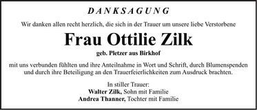 Traueranzeige Ottilie Zilk