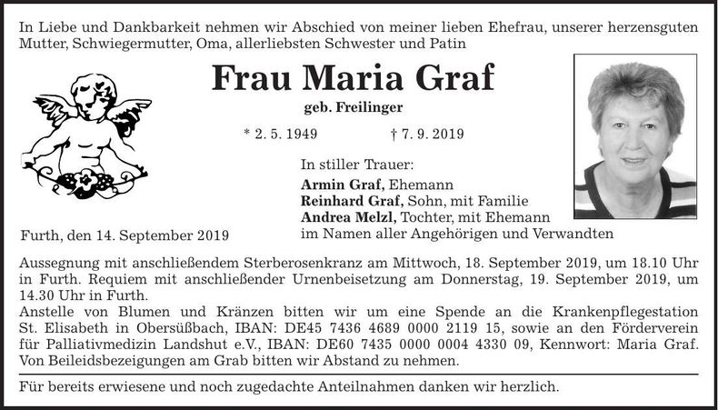 Traueranzeige Maria Graf