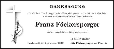 Traueranzeige Franz Föckersperger