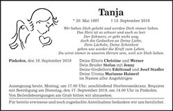 Traueranzeige Tanja 