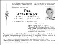 Traueranzeige Anna Krieger