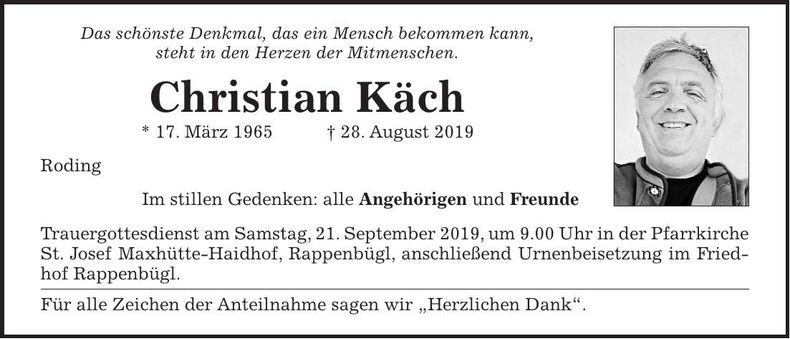 Traueranzeige Christian Käch