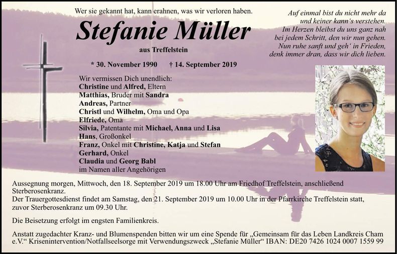 Traueranzeige Stefanie Müller