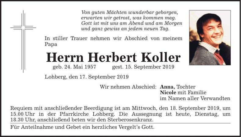 Traueranzeige Herbert Koller