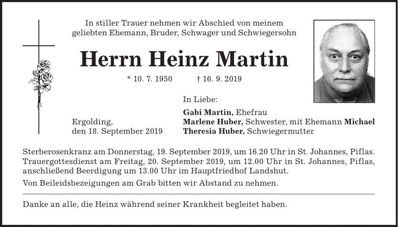 Traueranzeige Heinz Martin