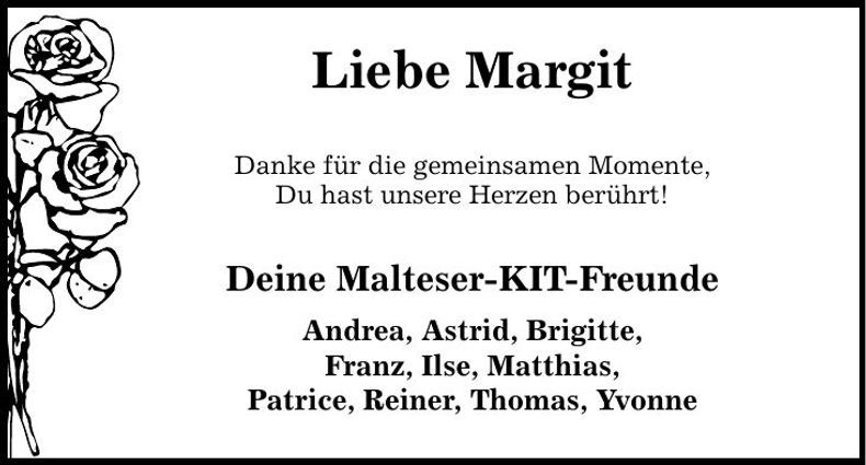 Traueranzeige Margit 