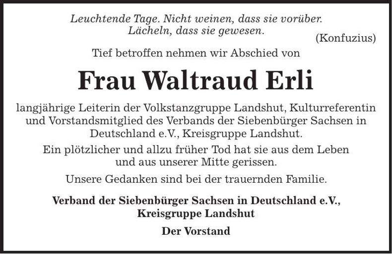 Traueranzeige Waltraud Erli