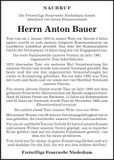 Traueranzeige Anton Bauer