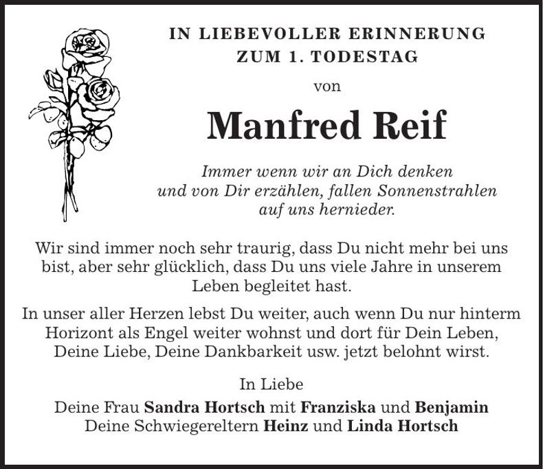Traueranzeige Manfred Reif
