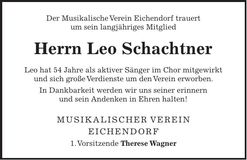 Traueranzeige Leo Schachtner