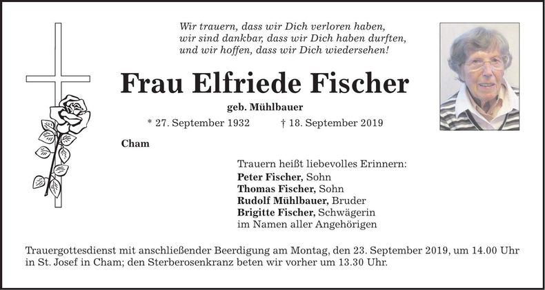 Traueranzeige Elfriede Fischer