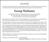 Traueranzeige Georg Niebauer