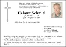 Traueranzeige Helmut Schmid