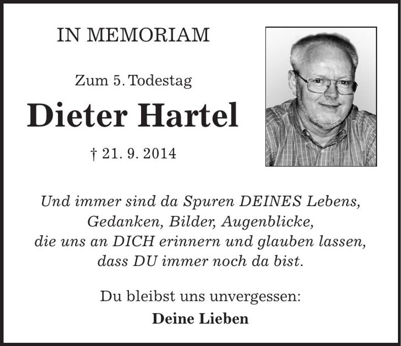Traueranzeige Dieter Hartel