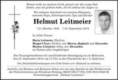 Traueranzeige Helmut Leitmeier