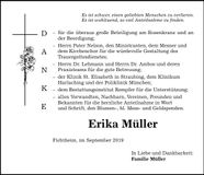 Traueranzeige Erika Müller