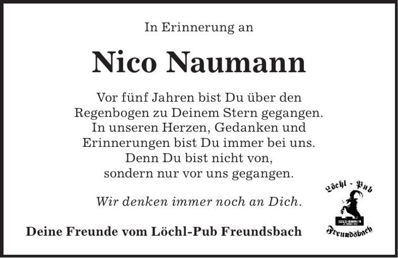 Traueranzeige Nico Naumann