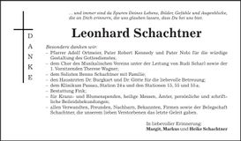 Traueranzeige Leonhard Schachtner