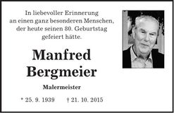 Traueranzeige Manfred Bergmeier