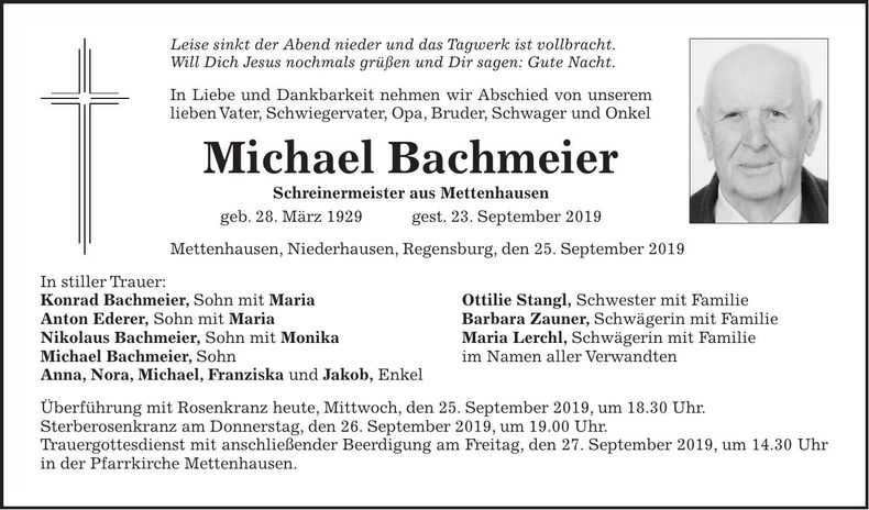 Traueranzeige Michael Bachmeier