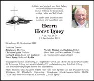 Traueranzeige Horst Igney