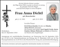 Traueranzeige Anna Dichtl