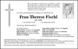 Traueranzeige Therese Fischl