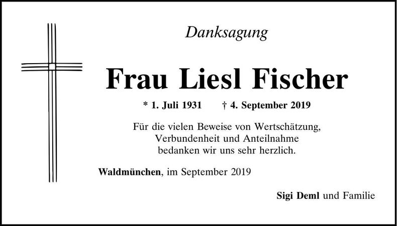 Traueranzeige Liesl Fischer