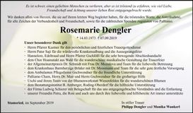 Traueranzeige Rosemarie Dengler