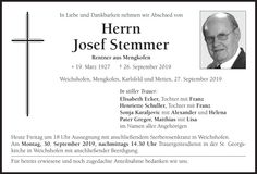 Traueranzeige Josef Stemmer