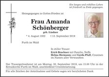 Traueranzeige Amanda Schönberger