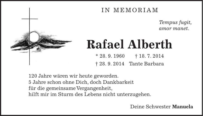 Traueranzeige Rafael Alberth