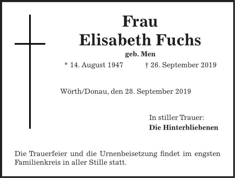 Traueranzeige Elisabeth Fuchs