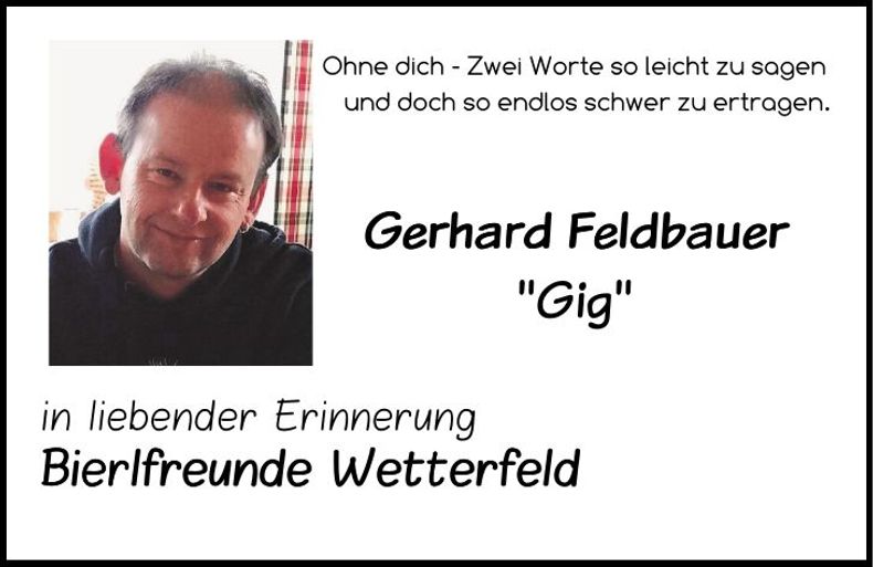 Traueranzeige Gerhard Feldbauer