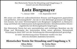 Traueranzeige Lutz Burgmayer
