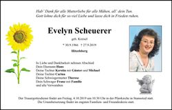Traueranzeige Evelyn Scheuerer