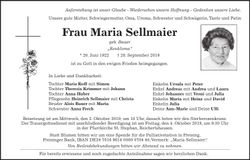 Traueranzeige Maria Sellmaier