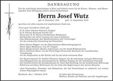 Traueranzeige Josef Wutz