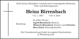 Traueranzeige Heinz Birrenbach