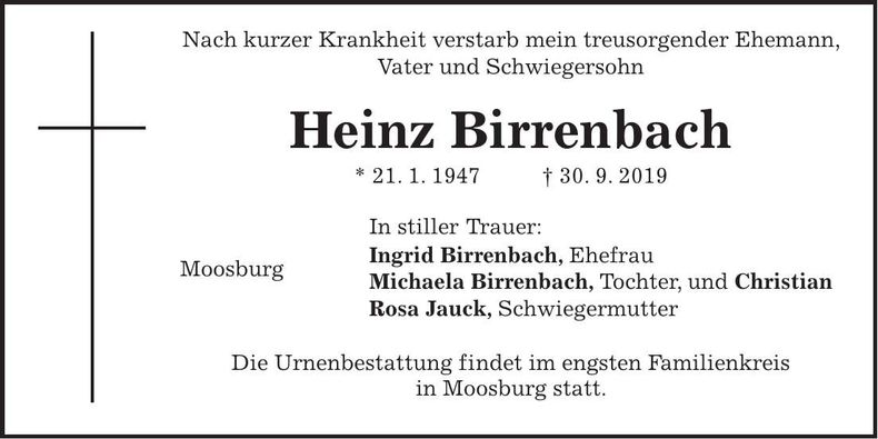 Traueranzeige Heinz Birrenbach
