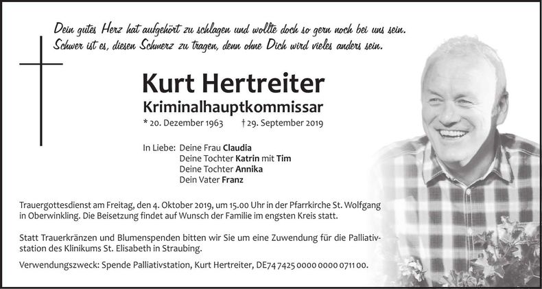 Traueranzeige Kurt Hertreiter