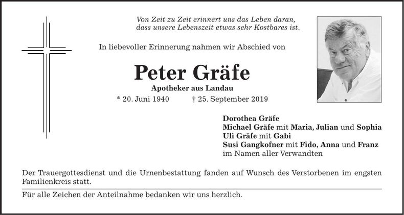 Traueranzeige Peter Gräfe