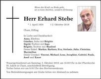 Traueranzeige Erhard Stebe