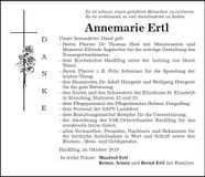 Traueranzeige Annemarie Ertl