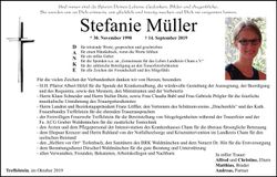 Traueranzeige Stefanie Müller