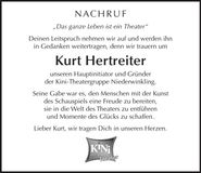 Traueranzeige Kurt Hertreiter