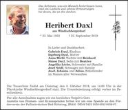 Traueranzeige Heribert Daxl