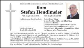 Traueranzeige Stefan Hendlmeier