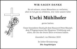 Traueranzeige Uschi Mühlhofer
