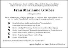 Traueranzeige Marianne Gruber